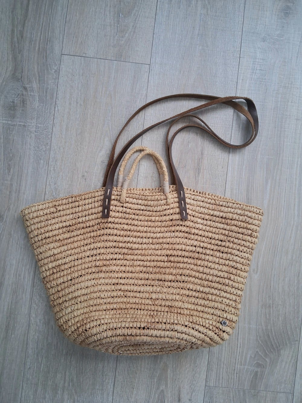 Flora Belle Natural Straw Tote with Leather Straps
